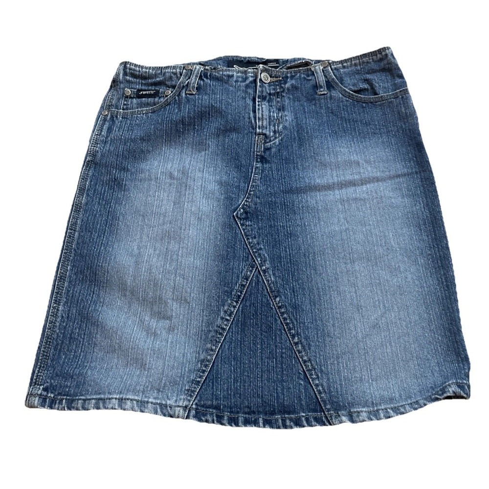 Vintage Squeeze Denim Skirt Blue Women's 11/12 Pockets Y2K